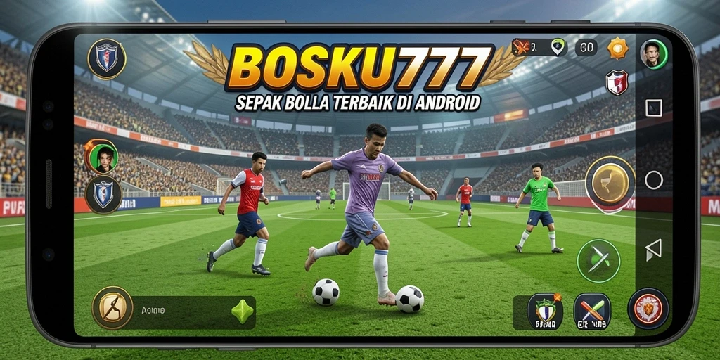 Tampilan permainan sepak bola yang menegangkan dan realistis.