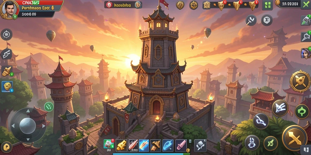 Screenshot CINA365 menunjukkan aksi seru dalam Tower Defense.