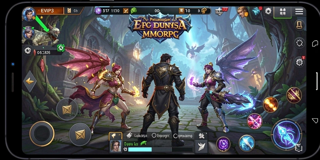 Tampilan gameplay cerah dan dinamis di dunia MMORPG EVIP3.