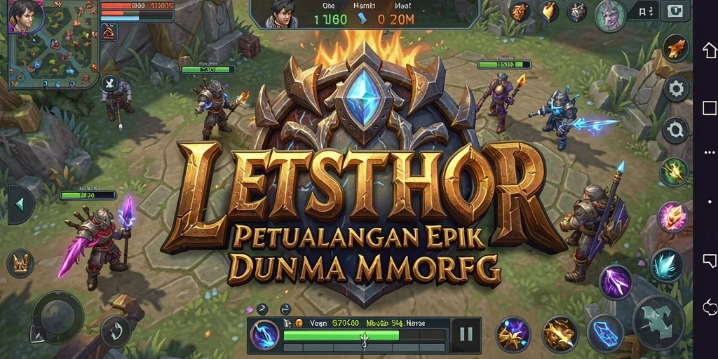 Screenshot LETSTHOR menunjukkan aksi pertempuran yang mendebarkan dalam dunia MMORPG.