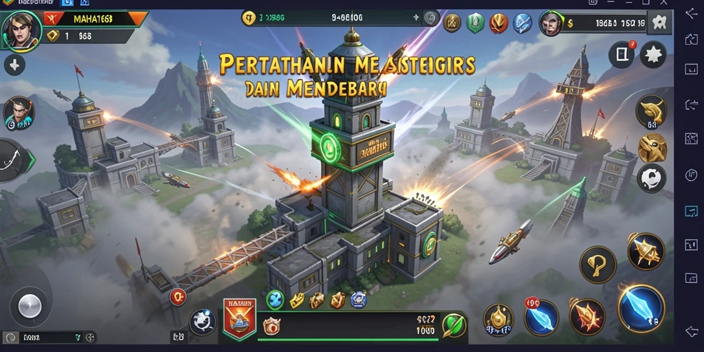 Tangkapan layar menunjukkan aksi menegangkan dalam game Tower Defense.