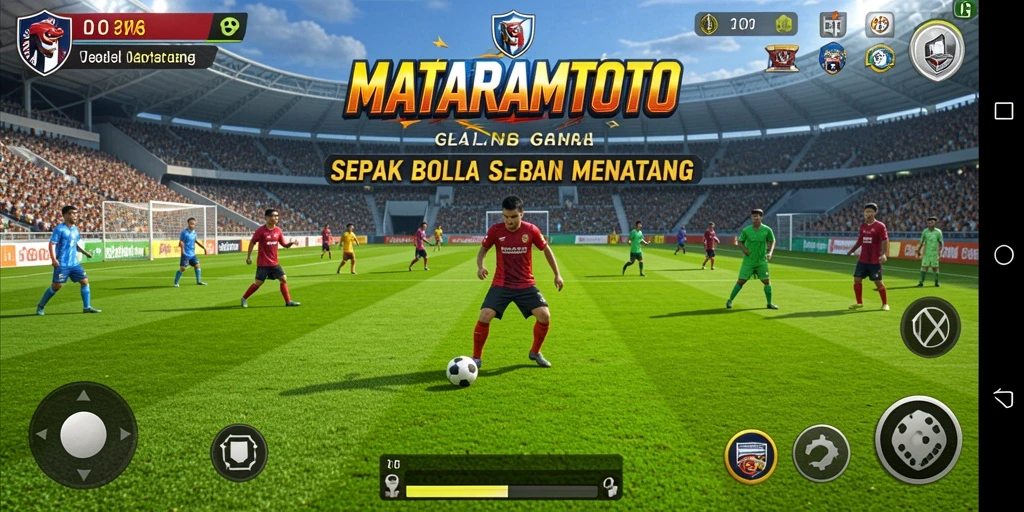 Tampilan gameplay seru dalam MATARAMTOTO dengan aksi sepak bola yang menakjubkan.