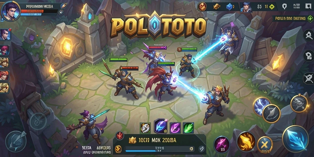 Screenshot gameplay <strong>POLOTOTO</strong> dengan aksi seru di arena MOBA.