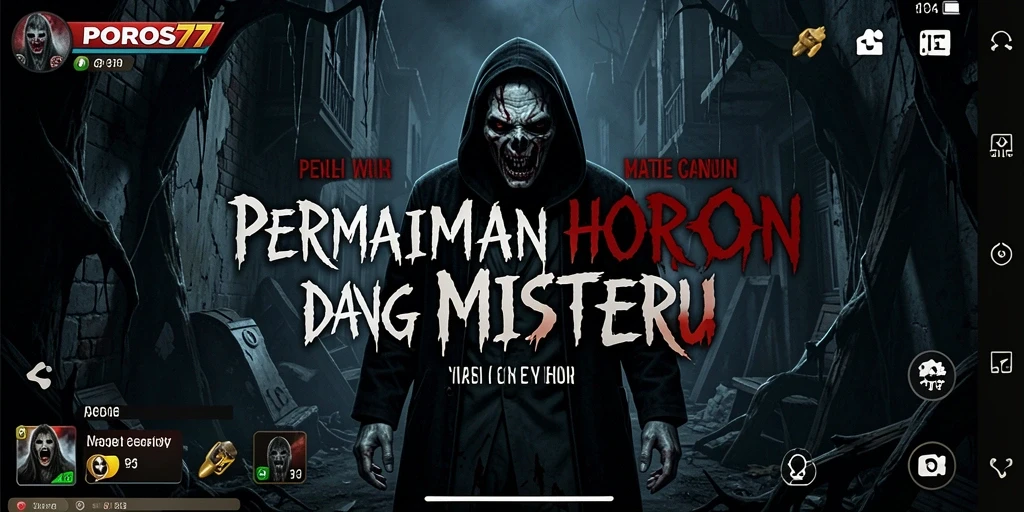 Tangkapan layar gameplay POROS77 yang menampilkan suasana horor yang mencekam.