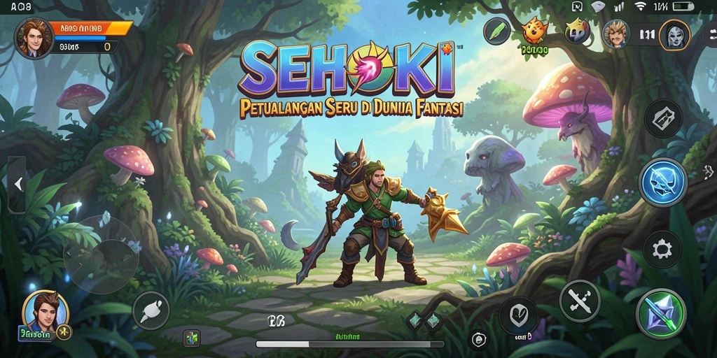 Tangkapan layar SEHOKI menampilkan karakter menjelajahi dunia yang penuh tantangan.